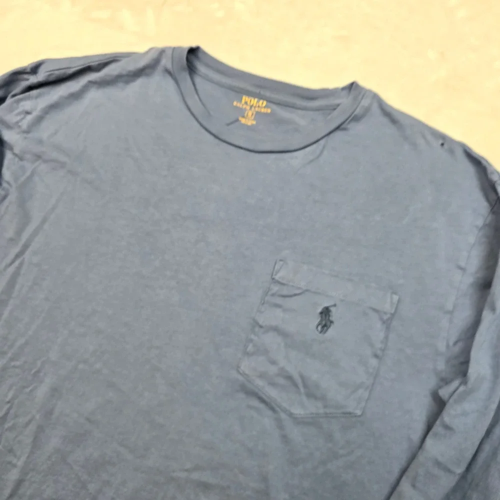 Polo Ralph‎ Lauren Pocket T Shirt Mens Small Blue Crew Neck Long Sleeve
